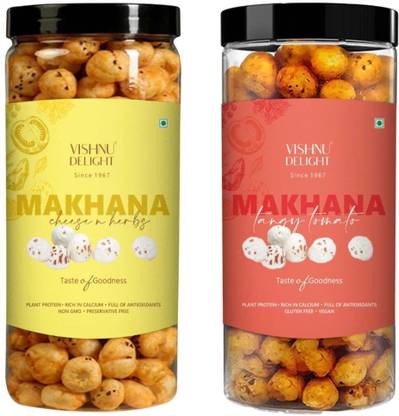 VISHNU DELIGHT Crunchy, Healthy, Tasty Cheese & Tomato Twist Flavored Makhana Combo (180 g) Fox Nut