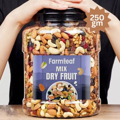 FarmLeaf Mix Dry Fruit | Mewa Mix | 250gm | Almonds, Cashews, Raisins, Dry Dates, Apricots, Gooseberry