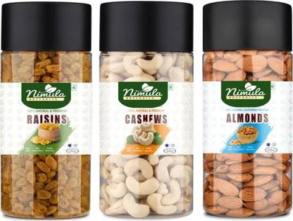 nimula Dry fruits Combo pack Healthy Dry fruits 100% Natural Badam kaju kishmish Cashews, Almonds, Raisins