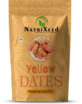 Natrixeed Yellow Dry Dates | Natural Khajoor | Ideal for Snacking | Dry Fruits Dates