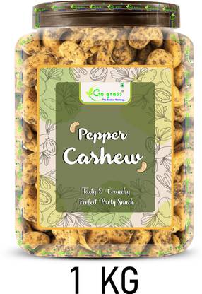 GO GRASS Premium W320 Pepper Cashew, 100% Natural | JAR PACK | Cashews