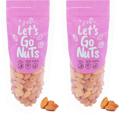 Let's GoNuts Fresh Sound Nut Almond Kernels (Badaam) 150gx2 Almonds
