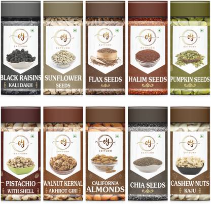 eatyumm Special Combo Of Nuts&Seeds|Combo of 10|Daily Use|Immunity Booster|ValuePack of Assorted Seeds & Nuts