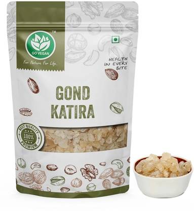 go vegan Pure Natural Gond Katira 100gm | Almond Gum Badam Pisin, Tragacanth Gum Dried Gum