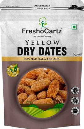 FreshoCartz Jumbo Yellow Dry Dates | Peela Sukha Khajoor | Dry Chuhara | Dry Dates