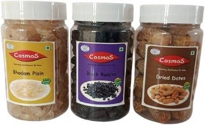 Cosmos 71 BHADAM PISIN+BLACK GRAPES+DRYDATES (3*150 GRMS) Almonds, Raisins, Dates