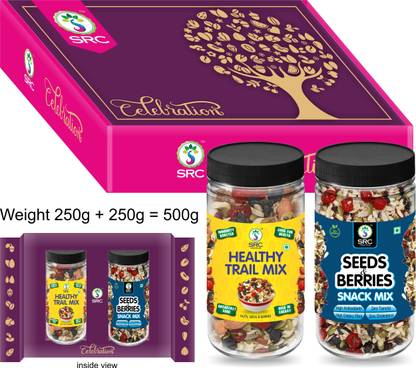 SRC Creations Celebration Mixture Festive Gift Box Assorted Seeds & Nuts, Assorted Fruits & Nuts