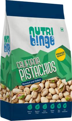 NUTRI BINGE Premium Roasted and Salted California Pistachios, Healthy, Gluten Free Pistachios