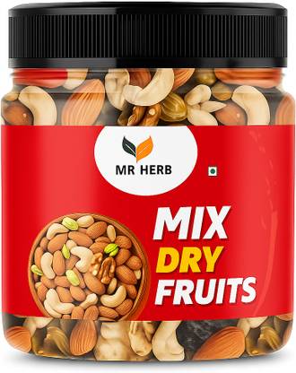 MRHERB 01Mix Dry Fruit | Panchmeva | 500GM | JAR Almonds, Cashews, Raisins, Dry Dates, Almonds, Cashews, Apricots, Kiwi, Pistachios, Raisins