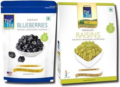 Tim Tim Premium-Blueberries 200g and Raisins 250g, Combo pack, Blueberry