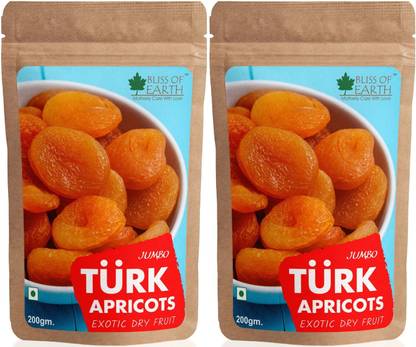 Bliss of Earth Exotic Jumbo Turkish Apricots 2x200gm, Vacuum Seal For Extra Freshness (Pack of 2) Apricots