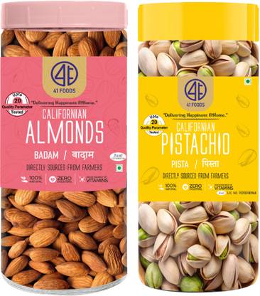 41 foods Dry fruits combo pack of Californian Pistachios Almonds | badam pista 1 KG Almonds, Pistachios