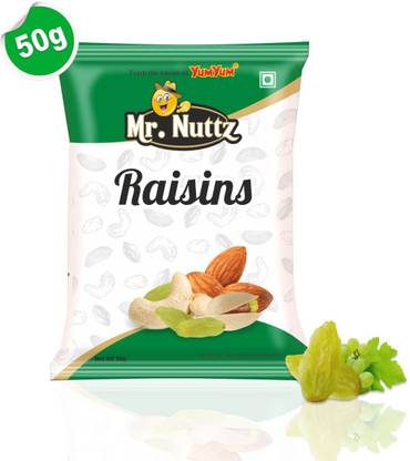 Mr.Nuttz Premium Green Raisins (Kishmish) 50g Seedless Dry Fruits - Raisins