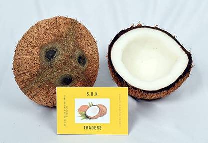 S.R.K TRADER’S Raw Coconut/Thengai for Cooking & Pooja | 2 Quantity | Nariyal | Average 600 gm Coconut