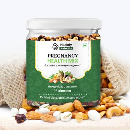 Healofy Naturals Healthy Pregnancy Trail Mix for 1st Trimester, 200gm | Protein Snacks for Moms Almonds, Apricots, Dates
