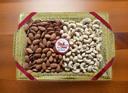 Rich Treat Festive Cashew & Almond Tray - Premium Assorted Nuts for Celebrations and Gifts Cashews, Almonds