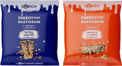 Sorich Organics Multigrain High Energy, Nutition, Daily Protein Snack Mini Bars Assorted Almonds