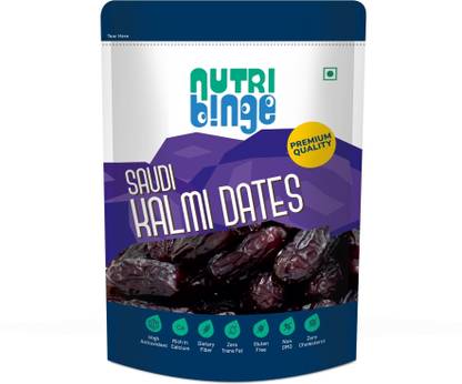 NUTRI BINGE Saudi Kalmi Dates, Natural Khajoor/Khajur, Soft and Chewy Dates