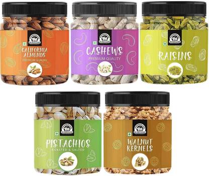 WONDERLAND Foods (Device) Daily Needs Dry Fruits Combo Pack 1kg Pistachios, Cashews, Walnuts, Almonds, Raisins