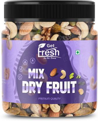 Get Fresh Mixed Dry Fruits Trail Mix|Healthy Resealable Snack Pack| Nutritious Snack with Almonds, Cashews, Pistachios, Raisins, Walnuts