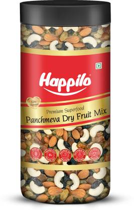 Happilo Classic Panchmewa Dry Fruit Mix Jar, Golden Raisin, Black Raisin, Cashew, Almond Assorted Nuts