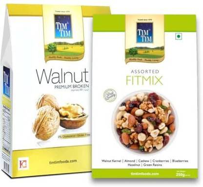 Tim Tim Premium-Broken Walnuts 250g and Healthy, Fit Mix 250g Walnuts