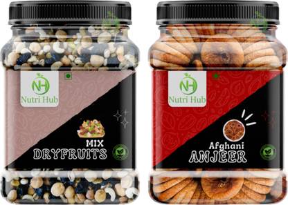 Nutri Hub Combo Pack of Mixed Dried Fruits and Afghani Anjeer|Naturally Sweet & Tasty 250G Figs