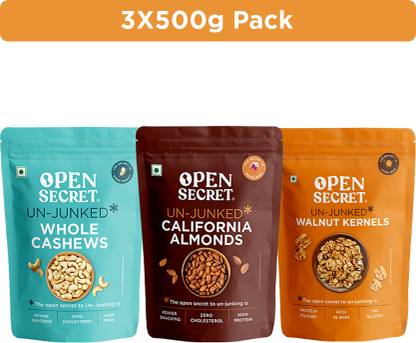 OPEN SECRET Premium Dry Fruits Combo � Badam Almonds, Kaju Cashews, Akhrot Walnuts Assorted Nuts