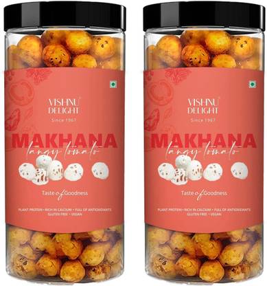 VISHNU DELIGHT Flavour Roasted Makhana Jar Pack | Healthy Party Snacks | Tangy Tomato Fox Nut