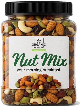Organic Box Premium Mix Nuts 500gm Healthy Dry Fruits & Nuts for Snacking Assorted Seeds & Nuts