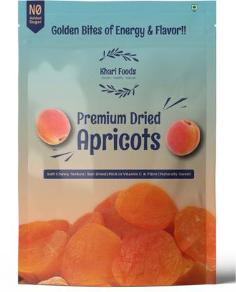 Khari Foods Premium Jumbo Dried Apricots 400g, High Fiber Snacks, No Added Sugar Apricots