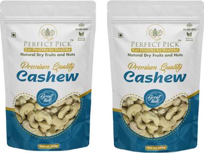 Perfect Pick Natural & Premium Raw Cashews ( Kaju) 500g Pack of 2 (250g -Each) Cashews