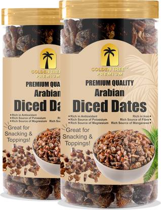 Golden Tree Premium Diced Dates, High Fibre, Energy Booster, Natural Soft Dry Khejur Dry Dates