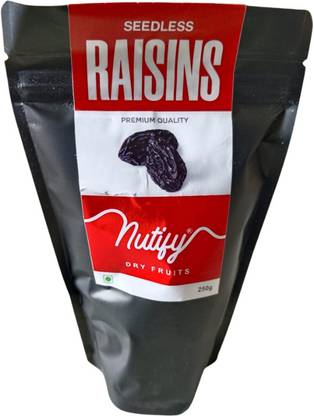 Nutify Seedless, Kishmish, Black Raisins, Rich Source of Iron & B12, Normal size Raisins