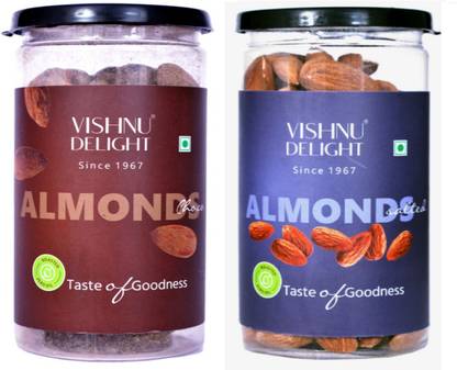 VISHNU DELIGHT Crunchy, Healthy & Delicious CHOCO& SALTED Flavored Almonds Combo (240 g) Almonds