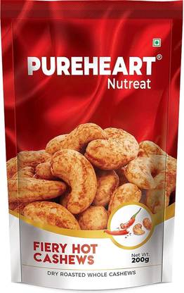 PUREHEART Roasted Spicy Fiery Hot Kaju Dry Fruit, Natural Premium Whole Nuts Cashews