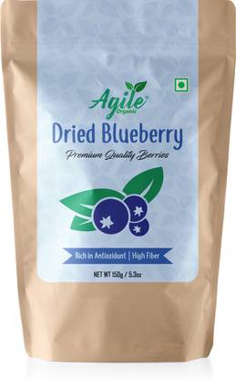 Agile Organic Whole Dried Blueberries 150g | Immunity Building | Naturally Dehydrated | Antioxidant & Vitamin Rich Blueberry