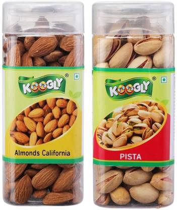 Koogly Premium Quality Badam and Pista For Free time snacking and Dieting Almonds, Pistachios