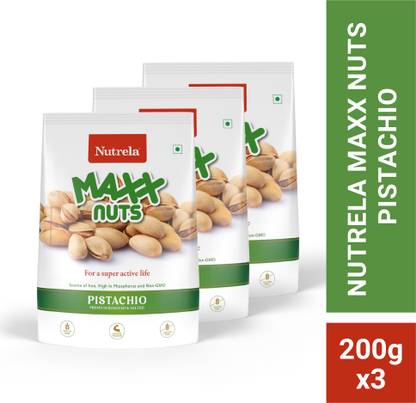 NUTRELA Maxx Nuts Pistachios Pista, Super Crunchy Shelled Nuts, Roasted & Salted Pistachios