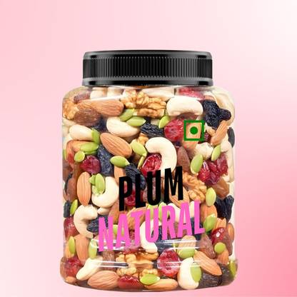 Plum Natural Mix Dry Fruit | Panchmeva | 500GM | JAR | Almonds, Cashews, Raisins, Dry Dates, Pistachios, Figs, Kiwi, Assorted Fruits & Nuts