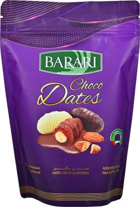 Aafarin Barari Premium Chocolate Dates Choco Almonds Fresh Stuffed Dates (250 Grams) Dates