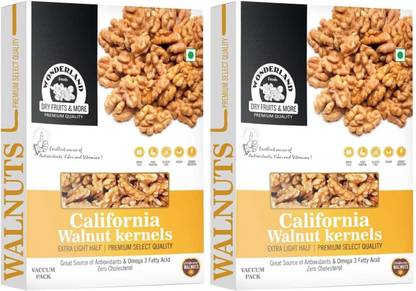 WONDERLAND Foods California Walnut Kernels Premium Quality 400g Box (Pack of 2) (200g Each) (Snow White Color) Walnuts