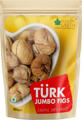 Bliss of Earth 500 Jumbo Turkish Figs, Vacuum Packed Figs Exotic Dry Fruit Figs
