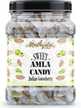 Medhyata Dried Dry Sweet Amla Candy 900 gm Jar Pack Indian Gooseberry Amla