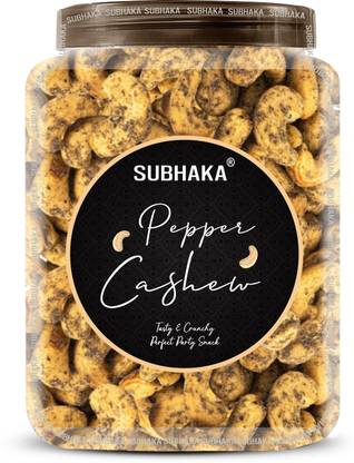 SUBHAKA Premium Crispy Pepper cashew | Jumbo size | Perfect party snack | Kaju | Cashews