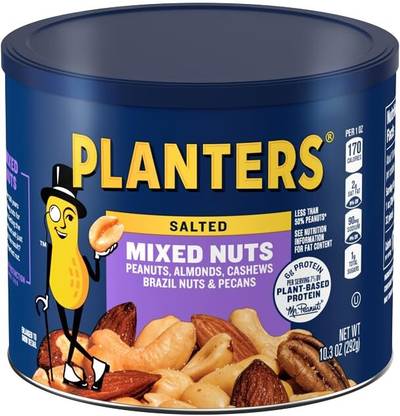 Planters Salted Mixed Nuts, Peanuts, Almond, Cashews, Brazil Nuts & Pecans Assorted Nuts
