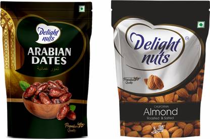 Delight nuts Arabian Dates & Almond Roasted and Salted ( 200*200gm ) 400gm Almonds