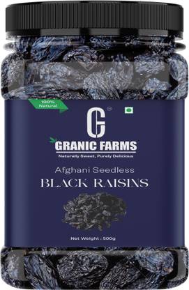 Granic Farms Premium Afghani Seedless Black Raisins 1kg | Kishmish Without Seeds| Black Raisins
