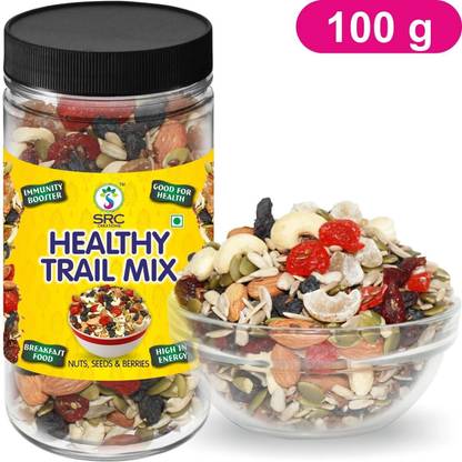 SRC Healthy Trail Mix | Nuts, Seeds & Berries 100g Ready to Serve Cashews, Almonds, Raisins, Cherries, Cranberries, Amla, Black Currant