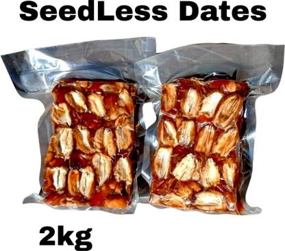 FreshTrain Seedless Dates | Khajur Without Seed| Soft Pin Khajoor(Buy 1.5kg Get 500gm Free) Dates